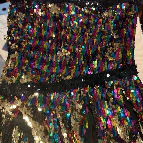 Glamour Costumes Dance Black and Blue Sequin Halter  One Piece - Picture 2 of 7